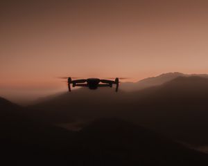 Preview wallpaper drone, silhouette, dusk, dark