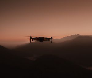 Preview wallpaper drone, silhouette, dusk, dark