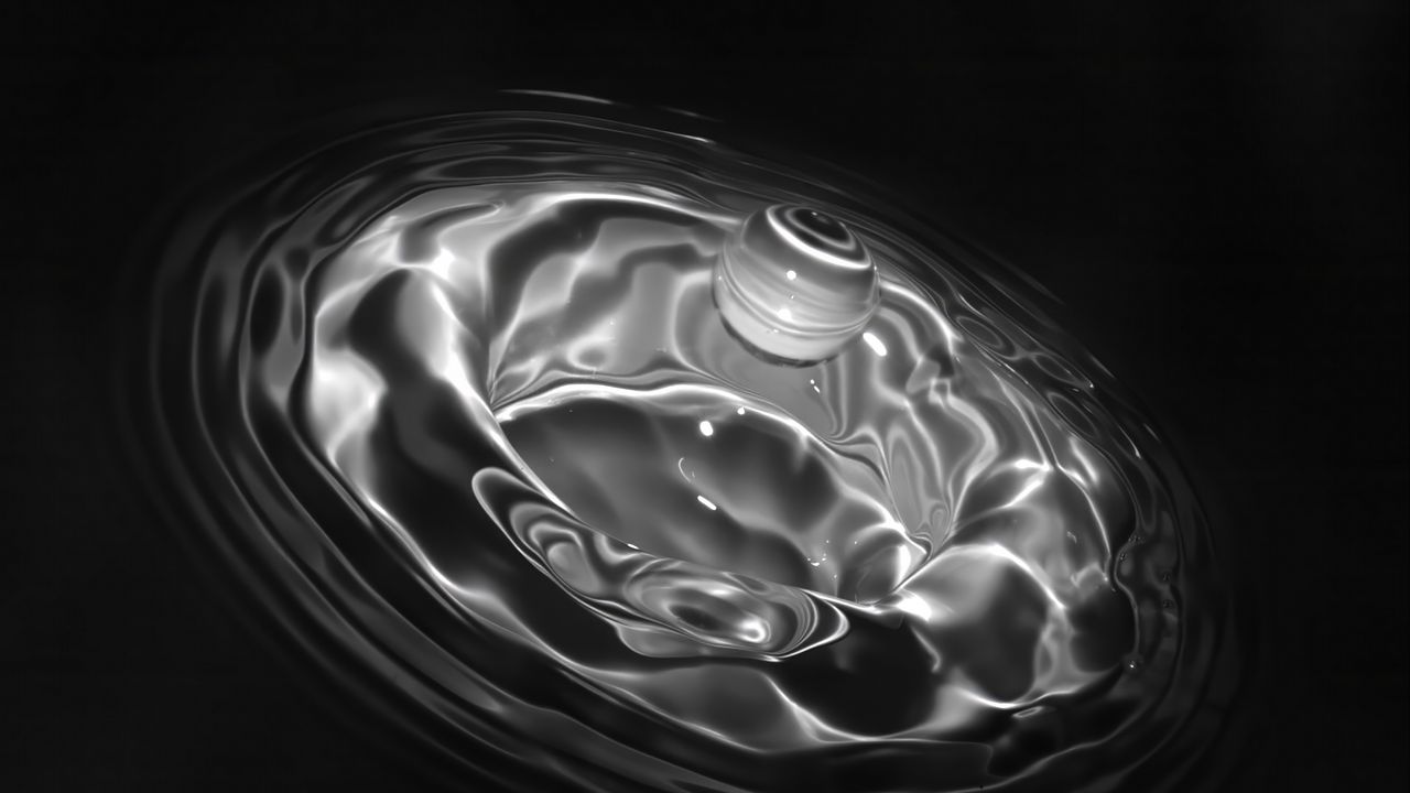 Wallpaper drop, liquid, water, splash, bw