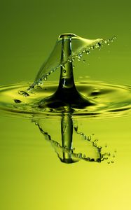 Preview wallpaper drop, splash, macro, liquid, green