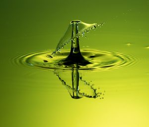 Preview wallpaper drop, splash, macro, liquid, green