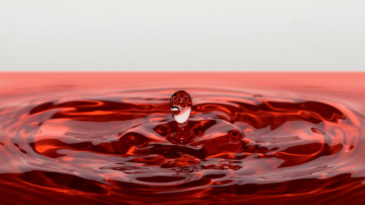 Wallpaper drop, splash, macro, liquid, red