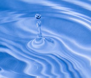 Preview wallpaper drop, water, ripples, blue, macro, glare