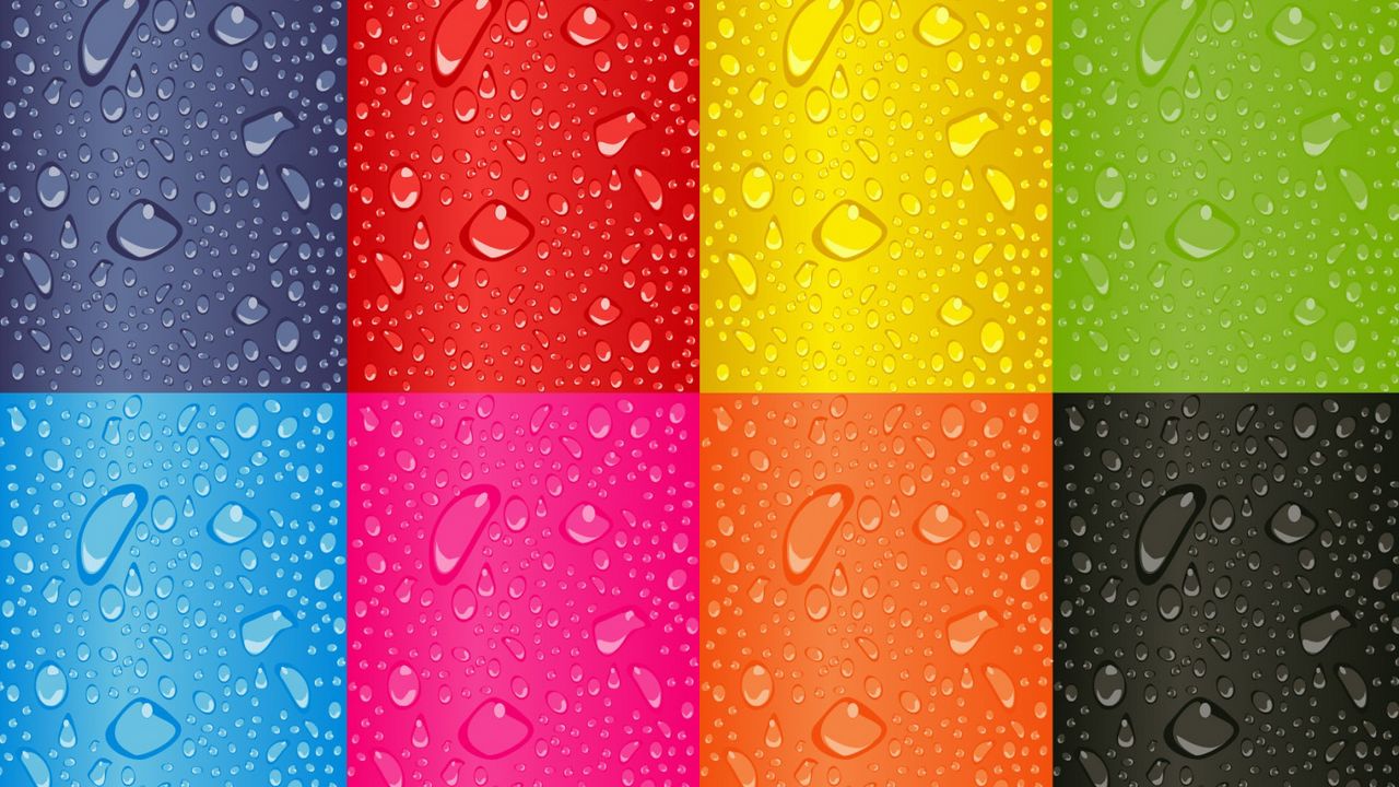 Wallpaper drops, color, rainbow, water