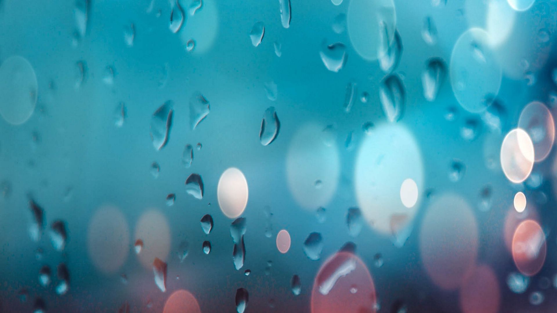 Download Wallpaper 1920x1080 Drops Glare Bokeh Rain Glass Blur