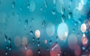 Preview wallpaper drops, glare, bokeh, rain, glass, blur, surface, moisture