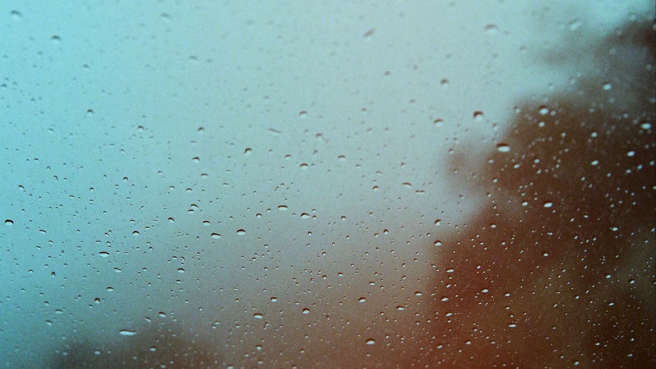 Wallpaper drops, glass, blur, road