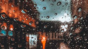 Preview wallpaper drops, glass, blur, wet