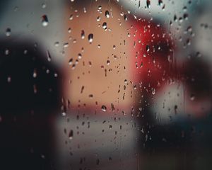Preview wallpaper drops, glass, blurred, rain