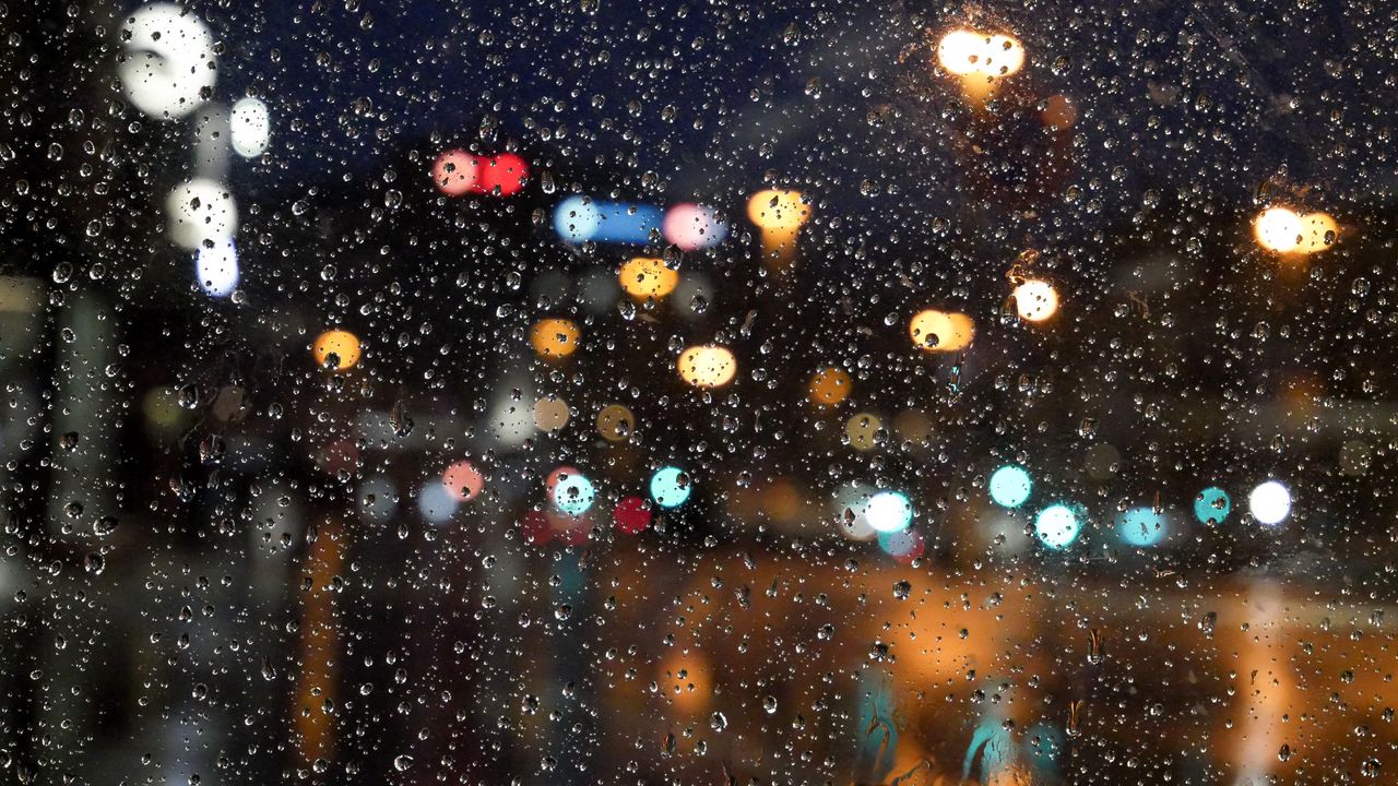 Wallpaper drops, glass, bokeh, rain