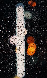 Preview wallpaper drops, glass, bokeh, lights, rain, wet