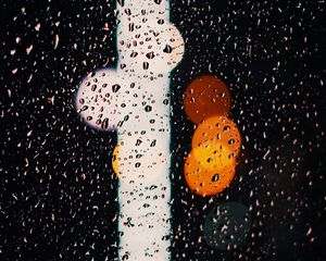 Preview wallpaper drops, glass, bokeh, lights, rain, wet