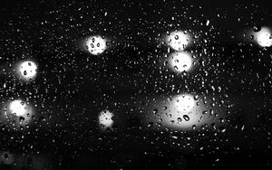 Preview wallpaper drops, glass, bw, glare, dark