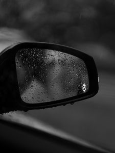 Preview wallpaper drops, glass, bw, mirror, car