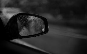 Preview wallpaper drops, glass, bw, mirror, car