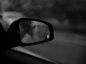 Preview wallpaper drops, glass, bw, mirror, car