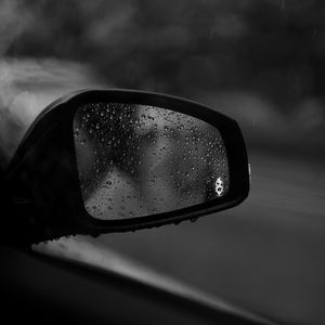 Preview wallpaper drops, glass, bw, mirror, car