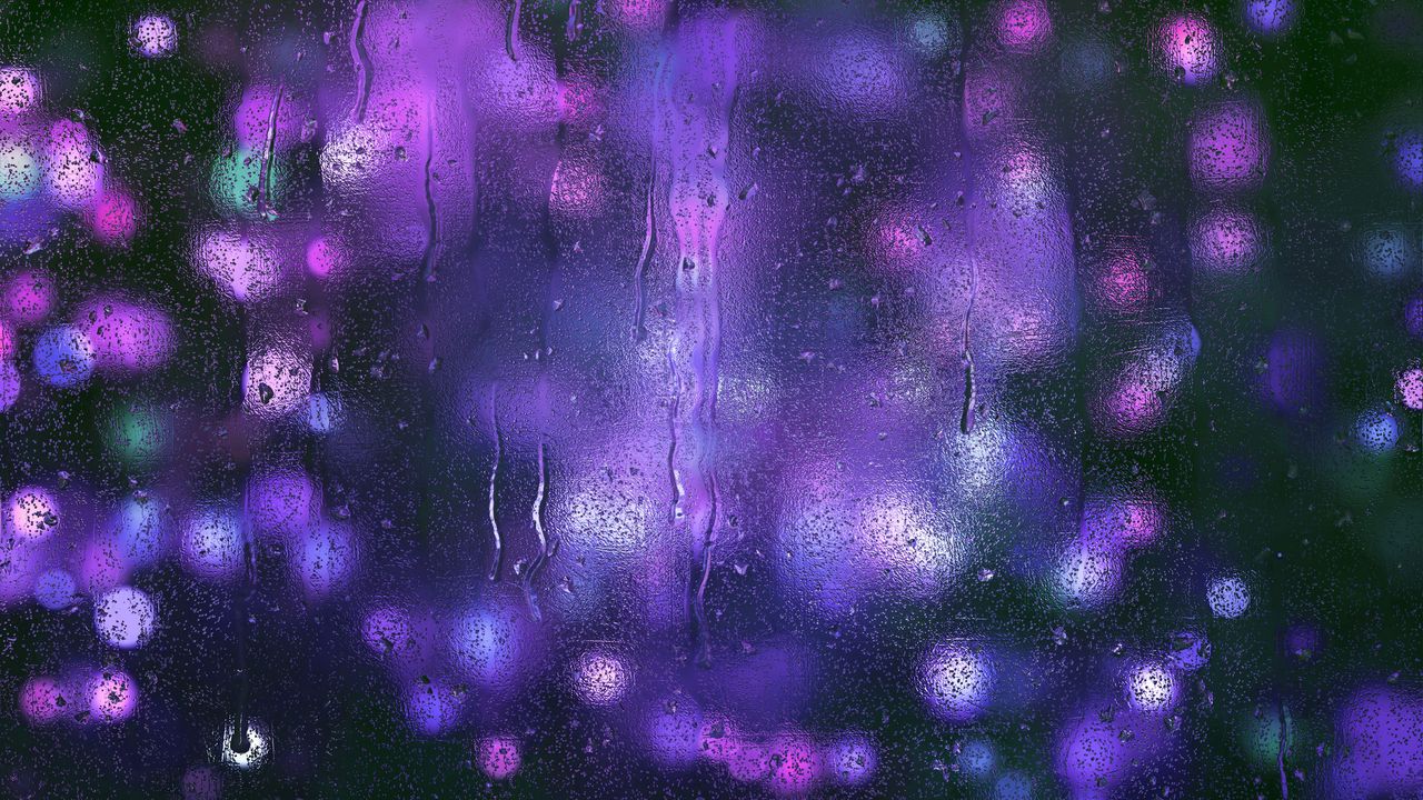 Wallpaper drops, glass, glare, purple