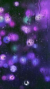 Preview wallpaper drops, glass, glare, purple
