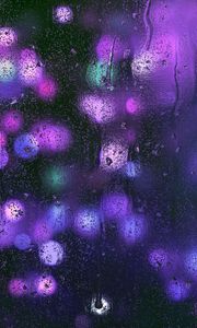 Preview wallpaper drops, glass, glare, purple