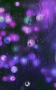 Preview wallpaper drops, glass, glare, purple