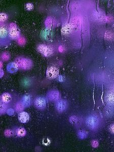 Preview wallpaper drops, glass, glare, purple