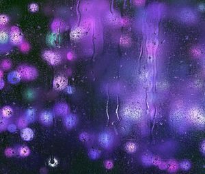 Preview wallpaper drops, glass, glare, purple