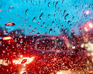 Preview wallpaper drops, glass, light, glare, blur, surface