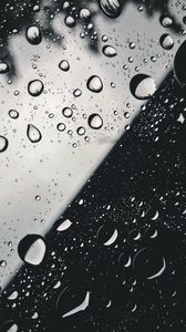 Preview wallpaper drops, glass, macro, black and white, bw