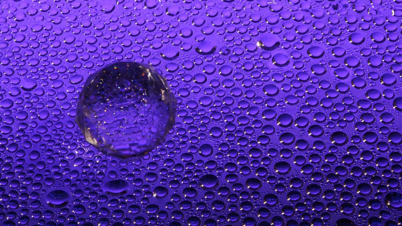 Wallpaper drops, glass, macro, wet, purple