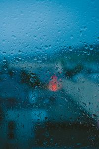 Preview wallpaper drops, glass, moisture, rain, blur, blue