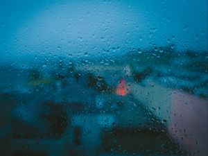 Preview wallpaper drops, glass, moisture, rain, blur, blue