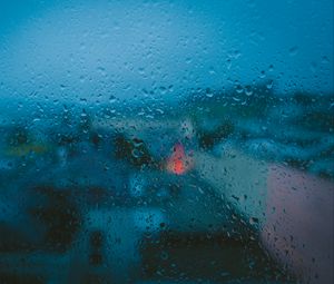 Preview wallpaper drops, glass, moisture, rain, blur, blue