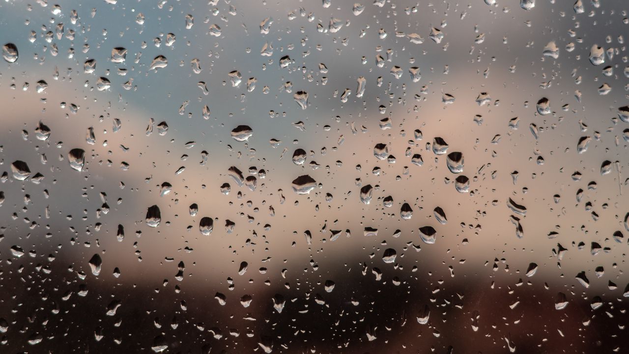 Wallpaper drops, glass, rain, window, moisture, blur