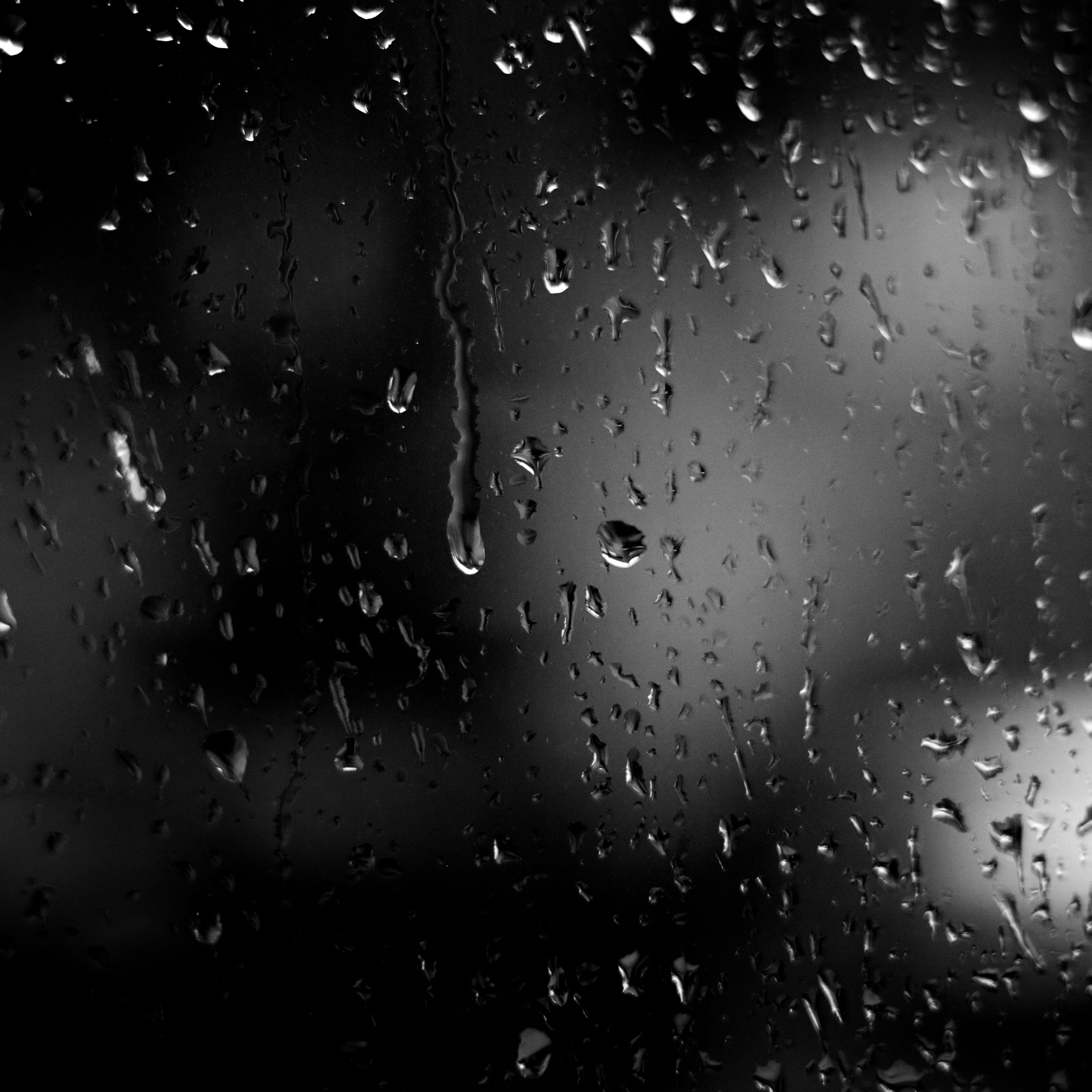 Download wallpaper 3415x3415 drops, glass, rain, macro, dark ipad pro ...