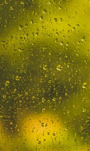 Preview wallpaper drops, glass, surface, yellow