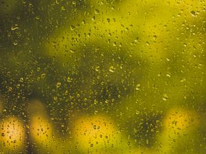 Preview wallpaper drops, glass, surface, yellow