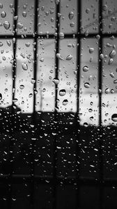 Preview wallpaper drops, glass, surface, bw