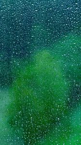 Preview wallpaper drops, glass, surface, wet, rain, transparent, green