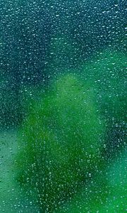 Preview wallpaper drops, glass, surface, wet, rain, transparent, green