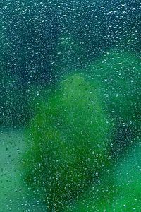 Preview wallpaper drops, glass, surface, wet, rain, transparent, green