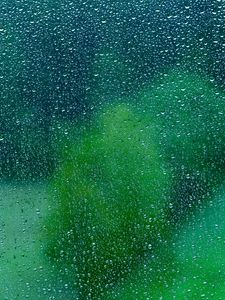 Preview wallpaper drops, glass, surface, wet, rain, transparent, green