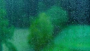 Preview wallpaper drops, glass, surface, wet, rain, transparent, green