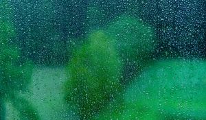 Preview wallpaper drops, glass, surface, wet, rain, transparent, green