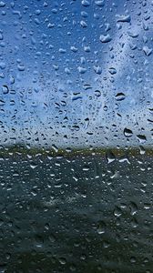 Preview wallpaper drops, glass, wet, surface, blur