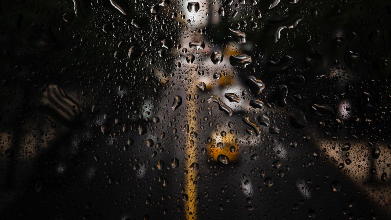 Wallpaper drops, macro, glass, blur, road
