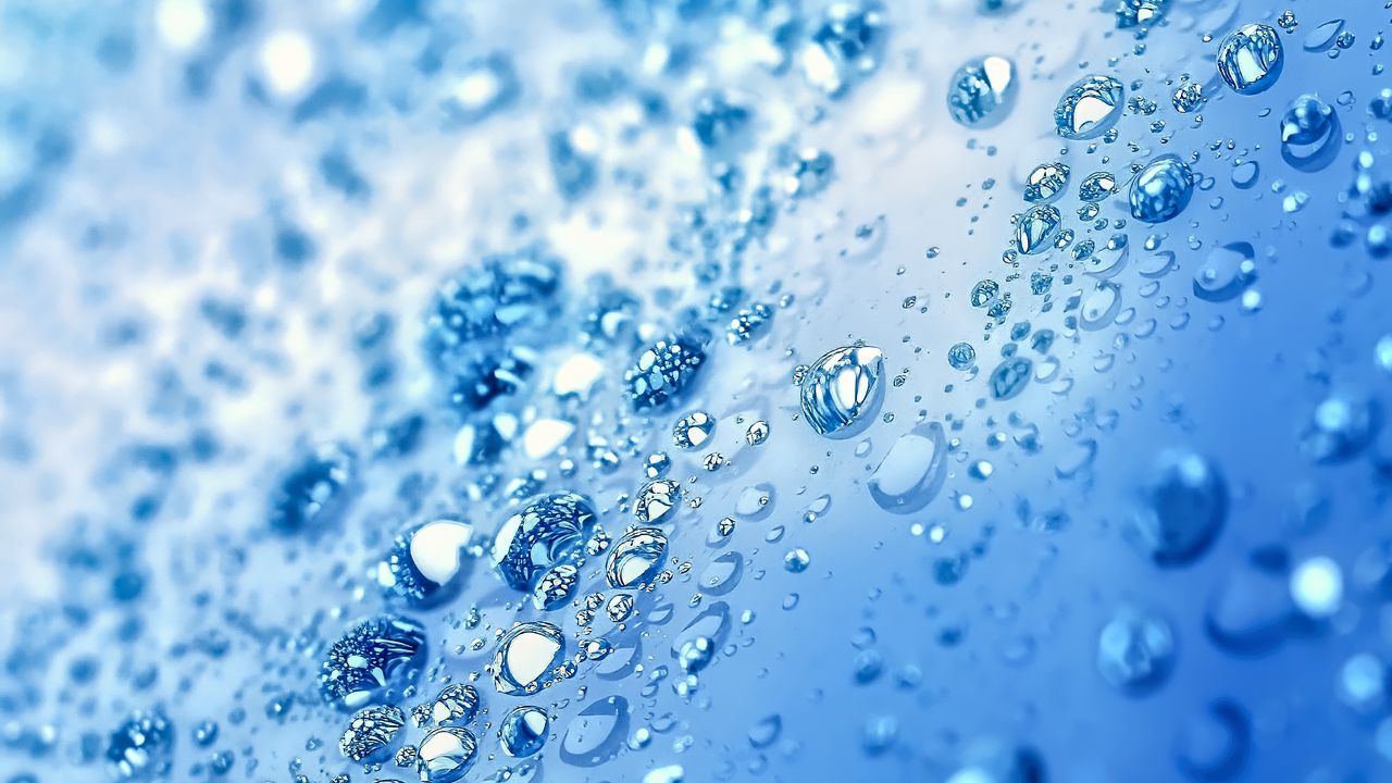 Wallpaper drops, macro, surface, blue