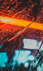 Preview wallpaper drops, neon, rain, stains
