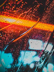 Preview wallpaper drops, neon, rain, stains