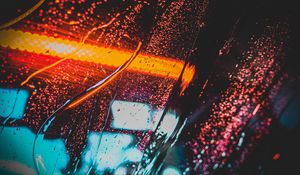 Preview wallpaper drops, neon, rain, stains